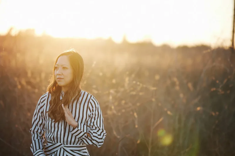 Lisa Liu outdoors at golden hour, photographed by Chad Batka